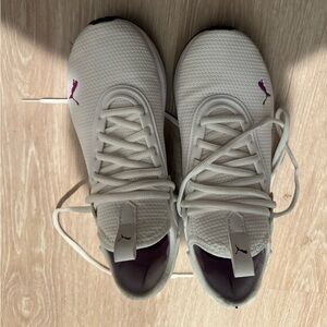 White and Pink Puma Sneakers